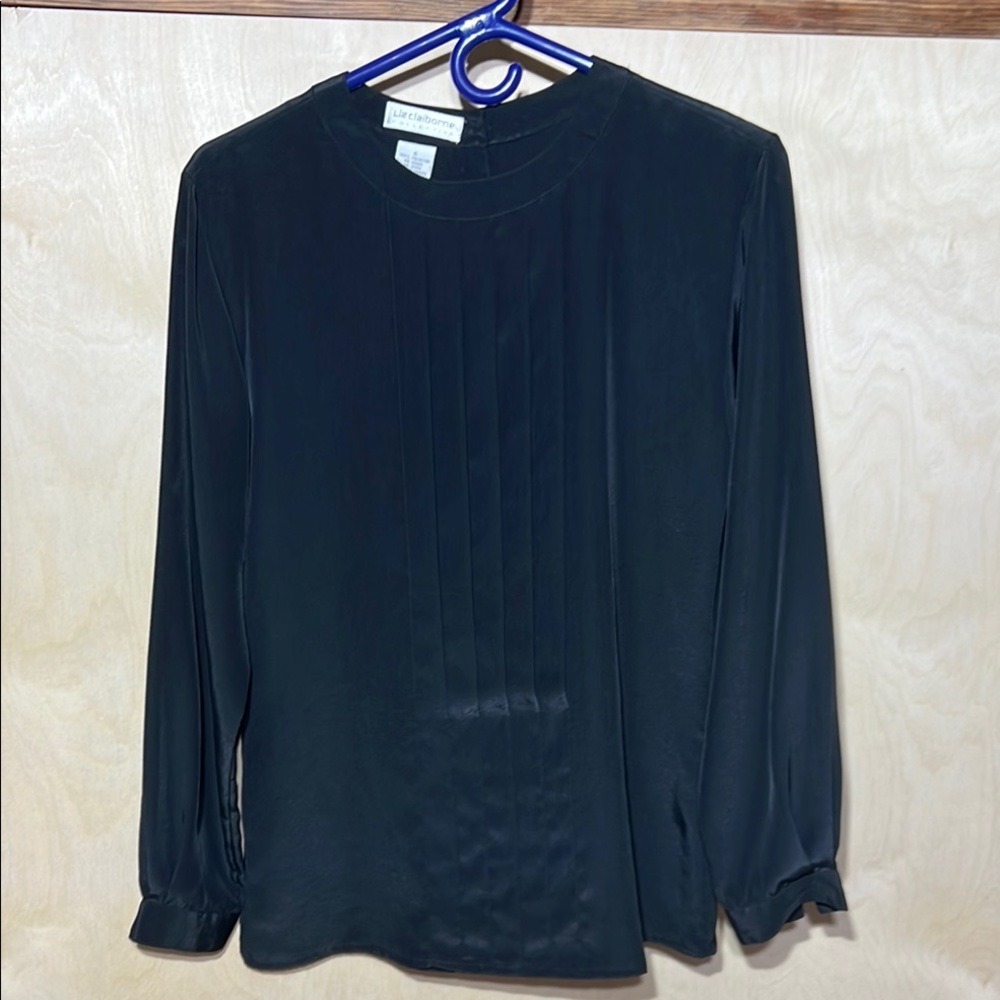 Liz Claiborne Black, Silky Poly Blouse. Sz S